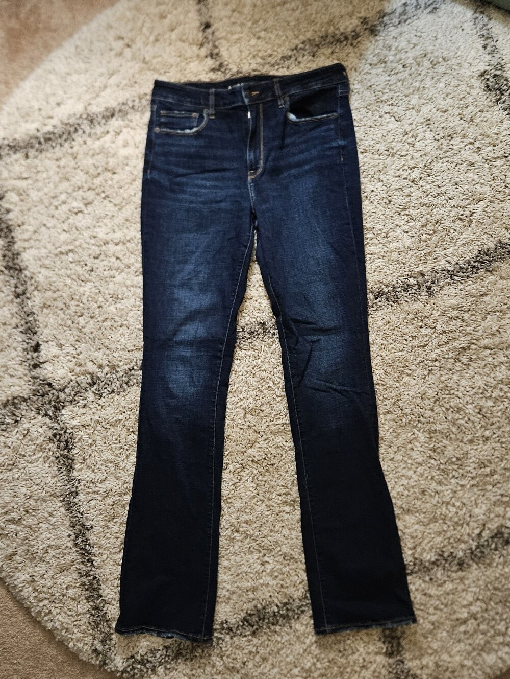 American Eagle Outfitters Dark Blue High Rise Skinny Kick Jeans
